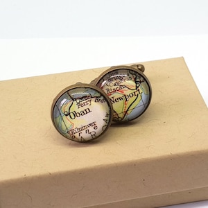 Bronze Map Cufflinks, Any Locations, Personalised Gift For Him image 2