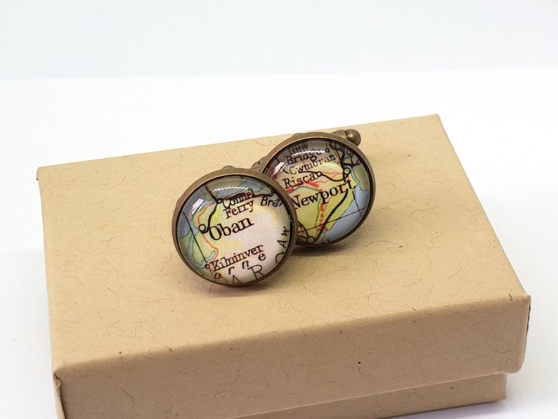 Bronze Map Cufflinks, Any Locations, Personalised Gift For Him image 2