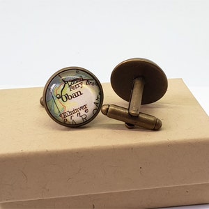 Bronze Map Cufflinks, Any Locations, Personalised Gift For Him image 3