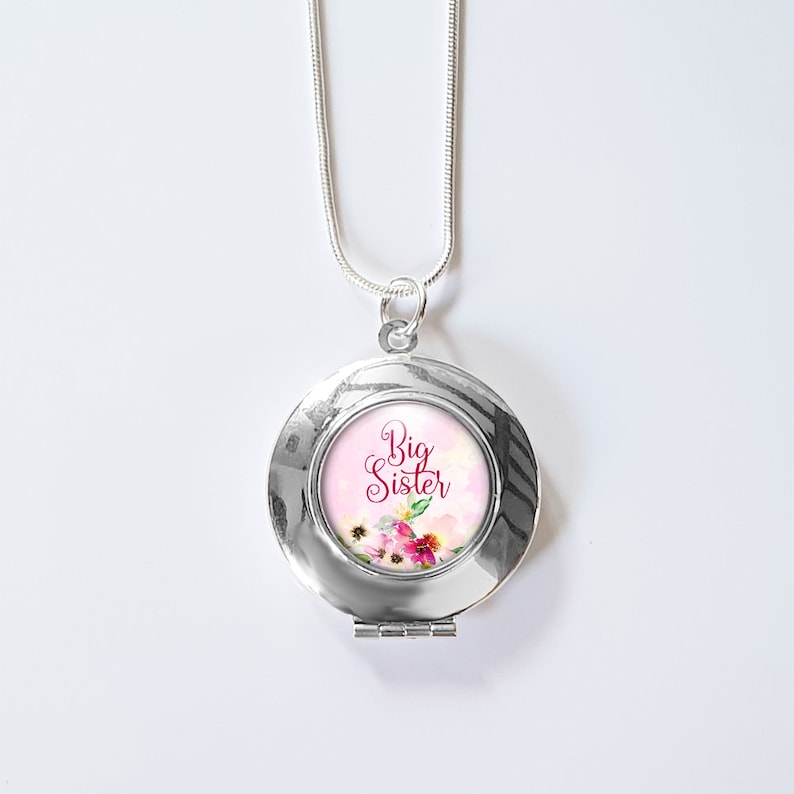 Big Sister Gift Locket Necklace For Sister Pregnancy Reveal
