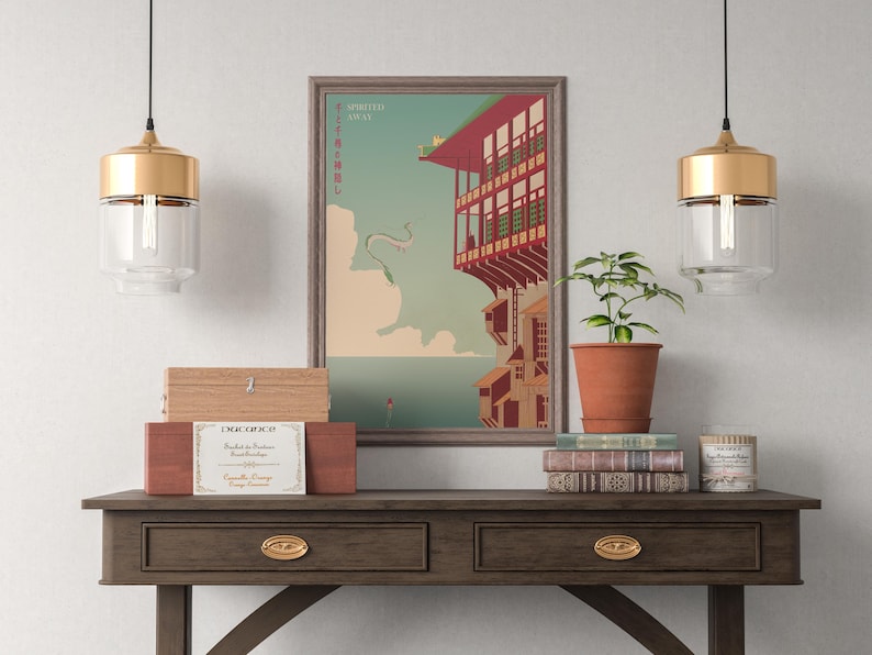 Póster de El viaje de Chihiro, Studio Ghibli, decoración para el hogar, póster de película de Hayao Miyazaki, arte mural de anime, impresión de Studio Ghibli, arte de películas japonesas 7 imagen 4