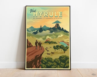 The Legend of Zelda Poster TLoZ Hyrule Retro Travel Wall Art The Legend of Zelda Travel Posters Nintendo TLoZ Travel Poster Art 26