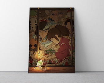 Plakat Spirited Away Studio Ghibli Wystrój domu Plakat filmowy Hayao Miyazaki Sztuka ścienna anime Anime Studio Ghibli Wydruk Japoński film Sztuka 16