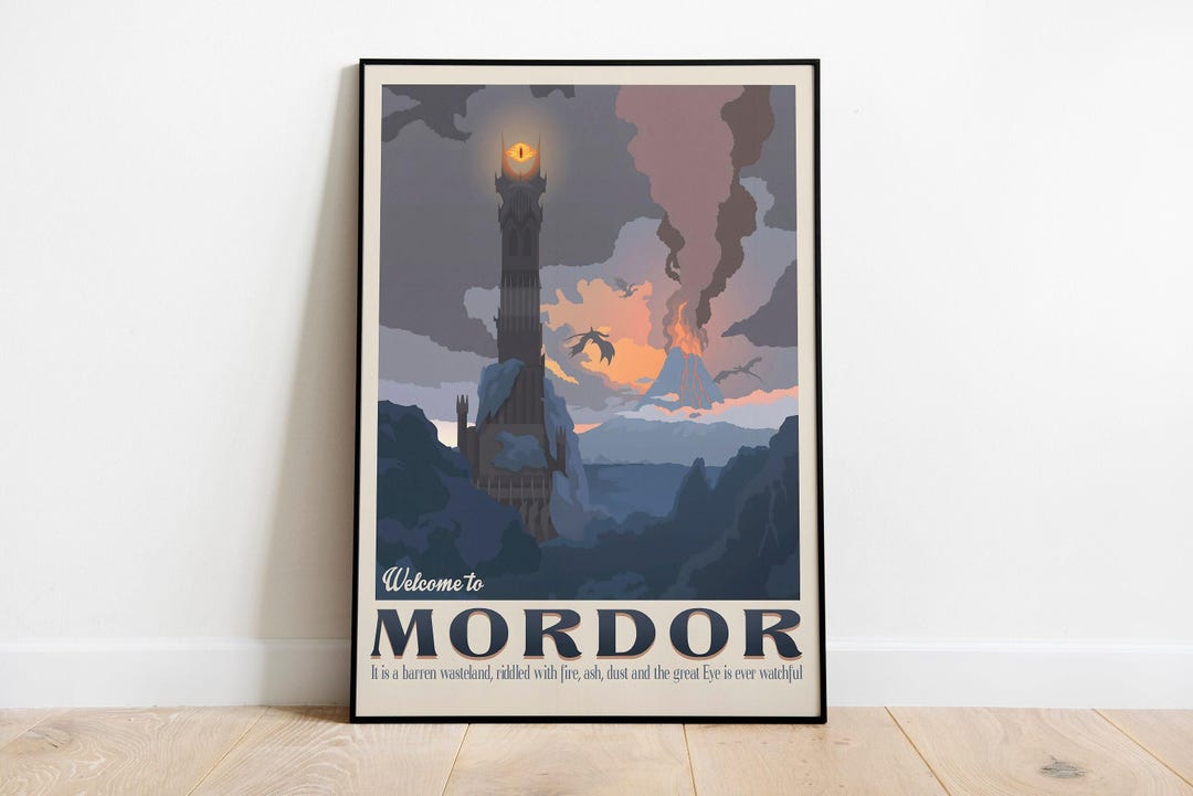 Lord of the Rings Poster LOTR Mordor Retro Travel Wall Art the Lord of ...