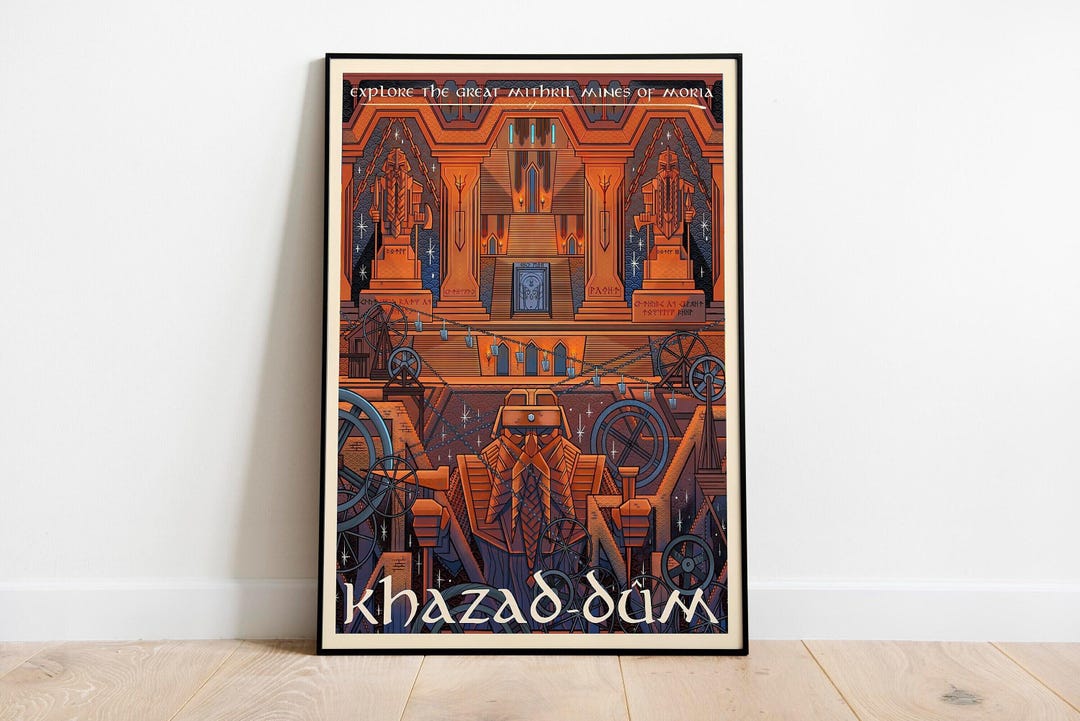 Lord of the Rings Poster LOTR Khazad Dum Moria Retro Travel Wall Art ...