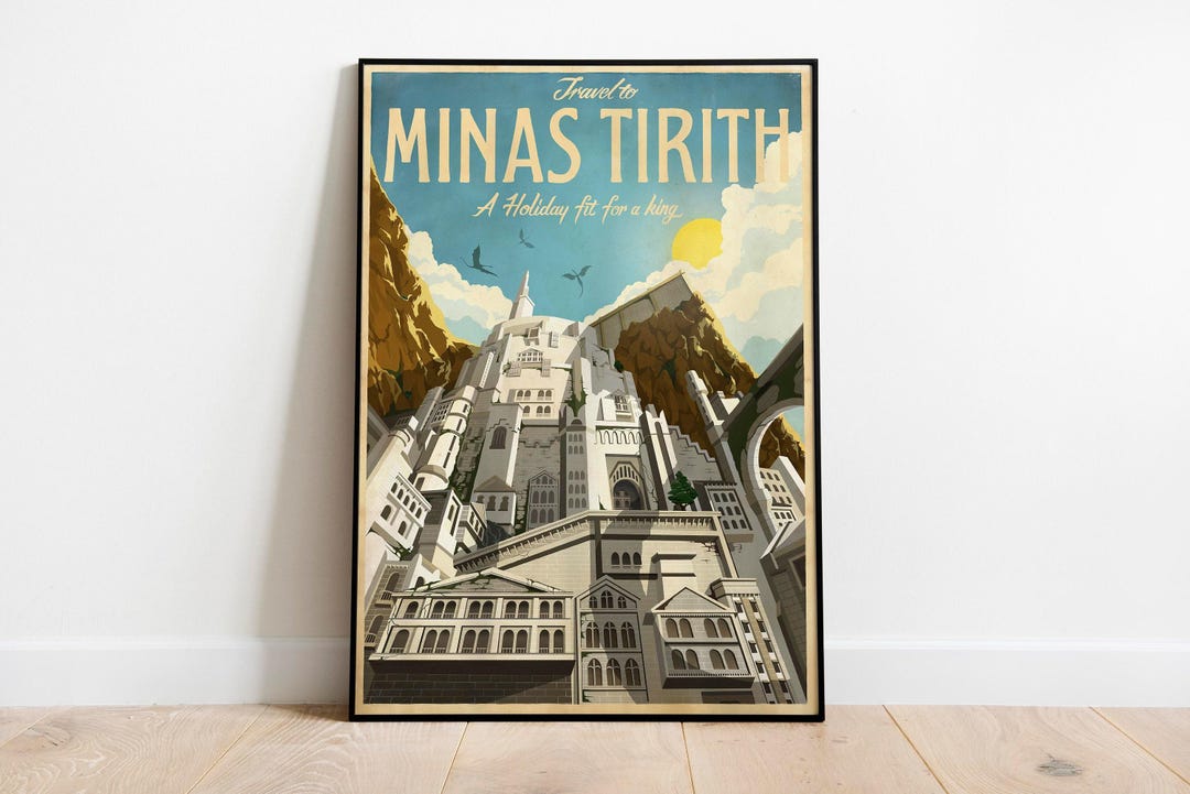 Lord of the Rings Poster LOTR Minas Tirith Gondor Retro Travel Wall Art ...