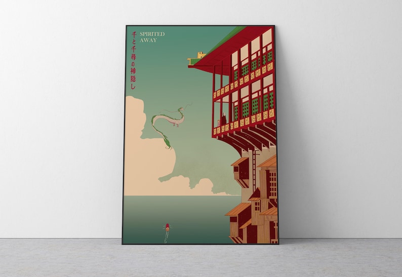 Póster de El viaje de Chihiro, Studio Ghibli, decoración para el hogar, póster de película de Hayao Miyazaki, arte mural de anime, impresión de Studio Ghibli, arte de películas japonesas 7 imagen 1