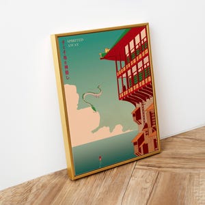 Póster de El viaje de Chihiro, Studio Ghibli, decoración para el hogar, póster de película de Hayao Miyazaki, arte mural de anime, impresión de Studio Ghibli, arte de películas japonesas 7 imagen 2