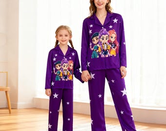 Kpop Demon Hunter Pajamas Set, Anime Cartoon Sleepwear