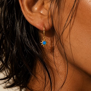 Gold Opalith Charm Tropfen Hoop Ohrringe