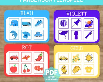 Matching Colors – Sorting Game for Children to Print | Educational Game for Daycare & Preschool | Picture Cards for Learning and Matching Colors | PDF