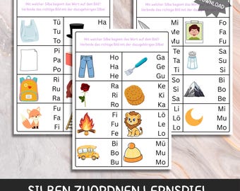 Syllable Matching Learning Game | Language Development and Reading Learning | Montessori Printable for Daycare and Preschool | PDF | DIY | Children's Learning