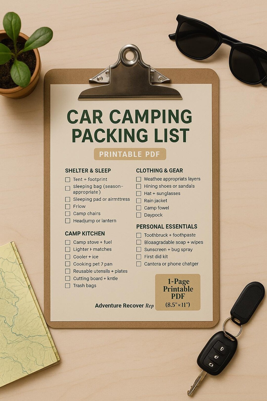 Car Camping Checklist Printable | Beginner Camping Packing List