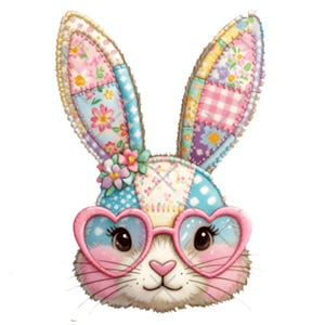 Digital File For Shirt, Mug Patchwork Floral Easter Bunny Png, Bunny Png, Funny Easter PNG, Easter Rabbit