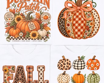 Fall Pumpkin Png Bundle, Rustic Farmhouse , Autumn Png, Leopard Pumpkin Png, Thanksgiving png,Fall Shirt design
