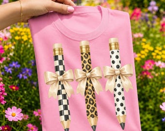 Brushstroke Pencil Bow PNG, Teacher Shirt Design,Teacher Coquette png, Teacher Pencil Bow, Back to School Png, Teacher Gift Png