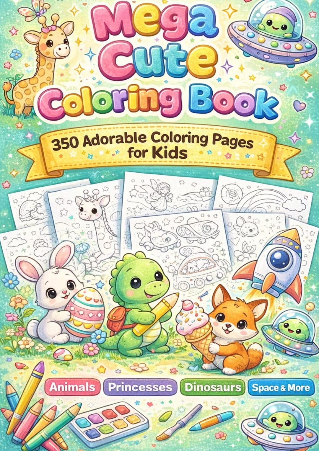 Printable Colorung Book Kids Printable Coloring Book – 350 Coloring Pages, Instant Download PDF ...