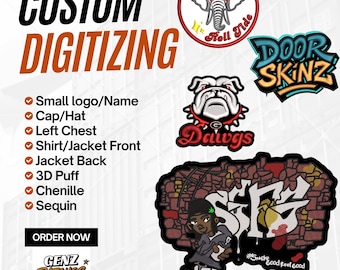 Custom Embroidery Digitizing Service | Logo to DST, PES, EXP Files (Digital File)