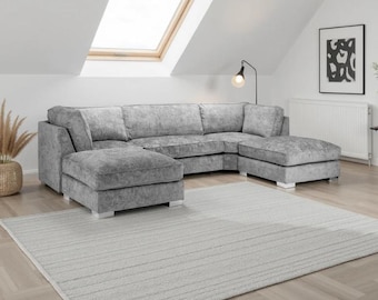 Bishop full back u shape sofa grey