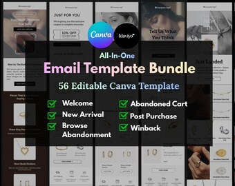 Email Marketing Template Bundle | Welcome, New Arrival, Abandoned Cart, Post Purchase, Winback Emails