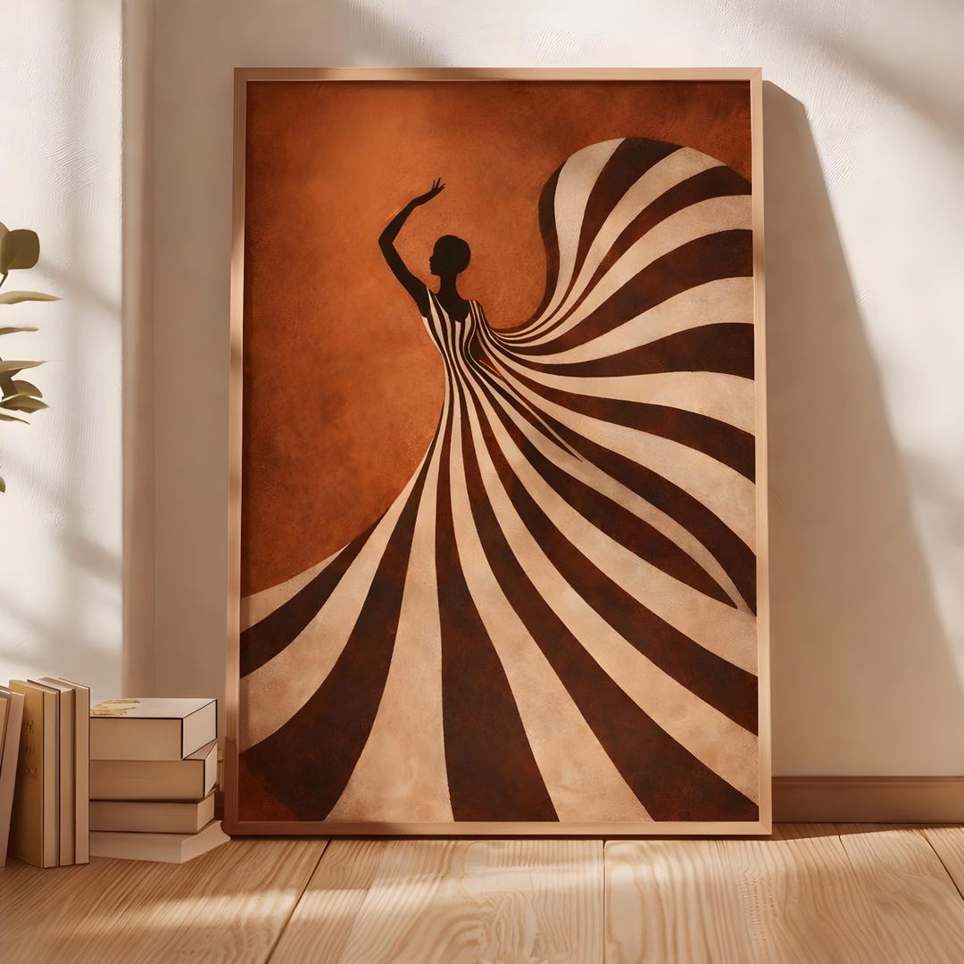 Abstract Woman Art Print Striped Dress | Modern Minimalist Female ...