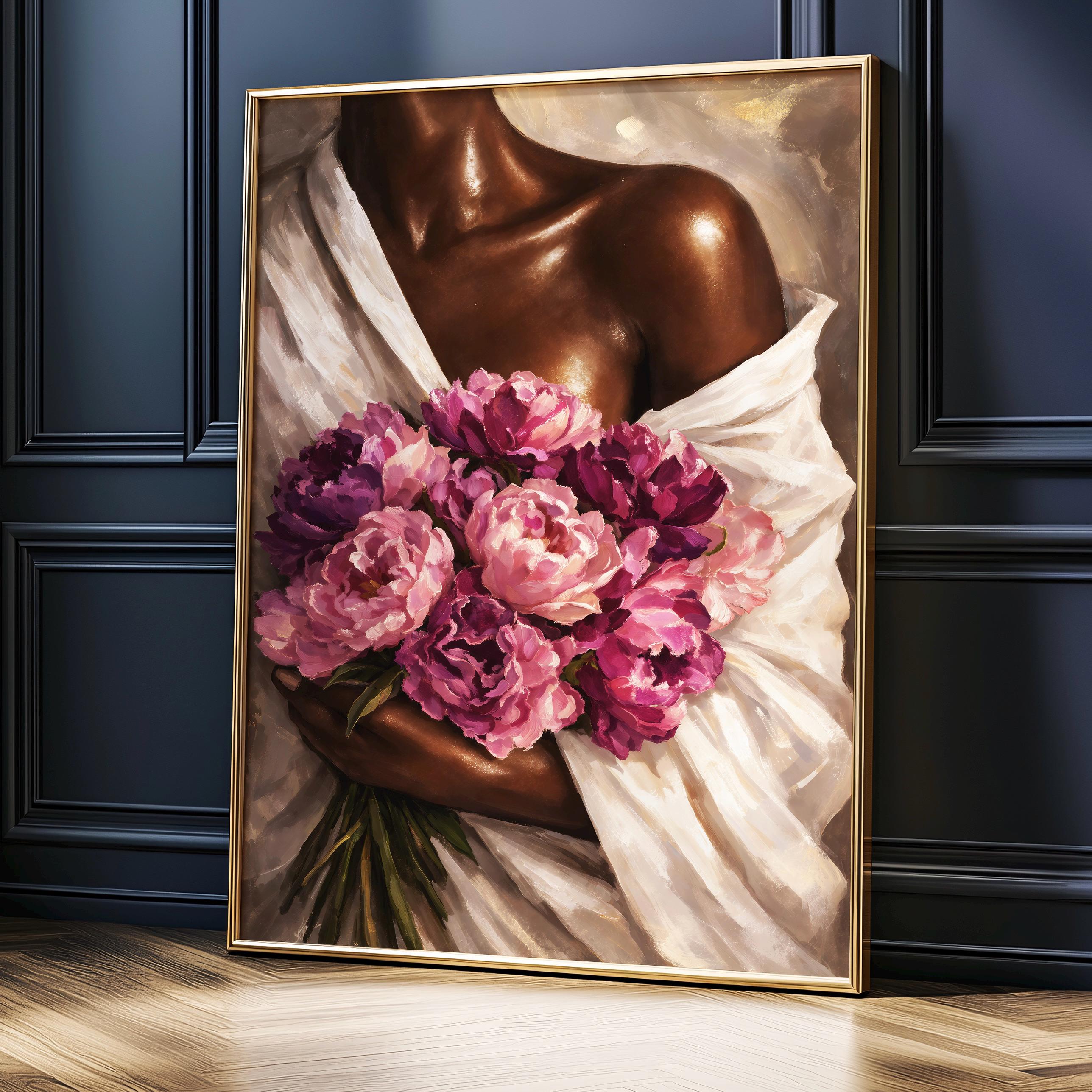Black Woman Art Print, Afrocentric Floral Wall Art, African American ...