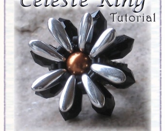 Beaded Ring Tutorial: Celeste Flower Ring - Instant Download PDF