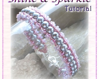 Beaded Bracelet Pattern / Tutorial: Shine and Sparkle Pearl bracelet (Instant Download PDF)