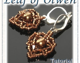 Beaded Earrings Pattern / Tutorial Leaf of Olwen - Instant Download PDF