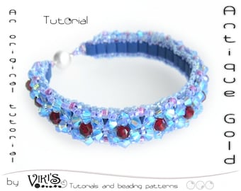 TUTORIAL:  Beadwoven Bracelet with Tila  "Antique Gold" (Instant Download PDF)