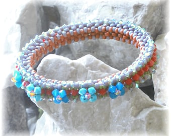 Tutorial braccialetto con perline / braccialetto rigido (download digitale PDF) Fiori dell'oceano