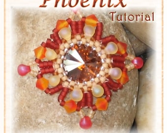 Pendant Beading Tutorial ( Instant download PDF) Phoenix: Square Pendant