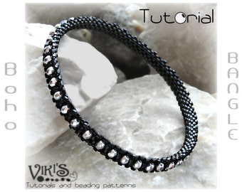 Bangle Tutorial: Boho Bangle - Beaded Narrow  Bracelet - Downloadable PDF