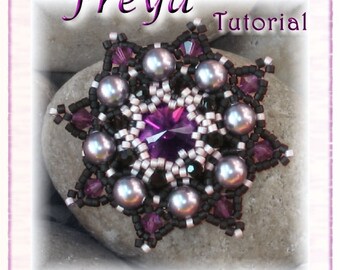 Tutoriel pendentif Swarovski avec cristal Rivoli (Téléchargement instantané PDF) Pendentif perlé Freya