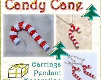 Beaded 3D Candy Cane tutorial  / Pattern (Instant Download PDF)