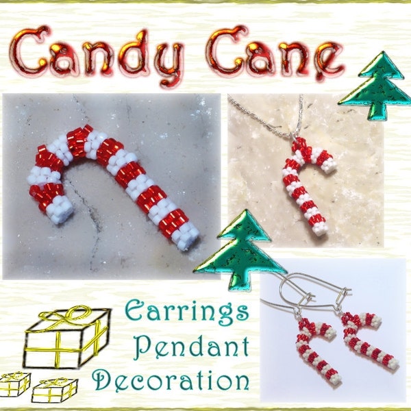 Beaded 3D Candy Cane tutorial  / Pattern (Instant Download PDF)