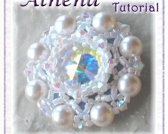 Pendant beading tutorial - Bead woven Pendant with bezeled Rivoli: Athena (Downloadable PDF)