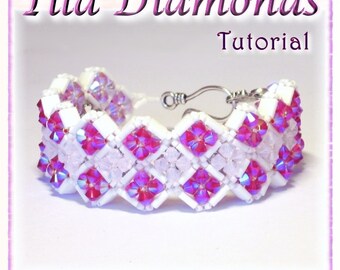 Bracelet TUTORIAL:  Tila - Swarovski crystal reversible bracelet "Tila Diamonds" (Instant Download PDF)