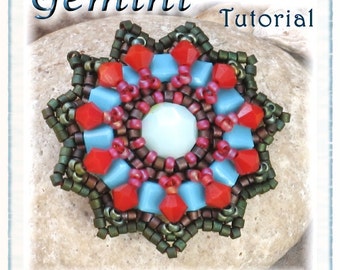 Pendant Pattern / Tutorial for Gemini Double Sided  Beaded Pendant with cubes  - Instant Download PDF Tutorial