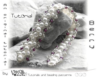 Bracelet Tutorial - Beaded Pearl Bracelet: Berry (Instant Download PDF)