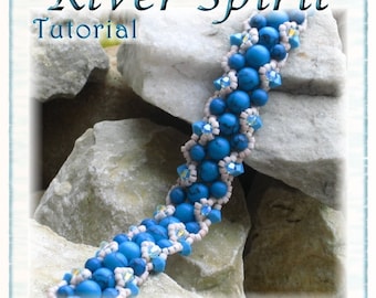 Bracelet Tutorial: River Spirit Beaded Turquoise Gemstone  - Instant Download PDF