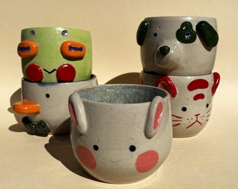 Handgemachte Keramik Becher - Thumblings - Tierbecher