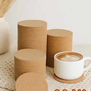 MUKLEI 20 Sottobicchieri In Sughero Rotondi, Misure 10 E 15 Cm, Spessi 4,3 Mm, Assorbenti E Anticaldo