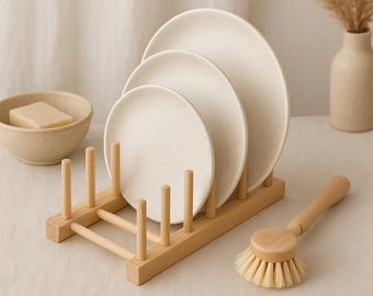 Minimalist Dish Drying Stand, Boho Kitchen Organizer, Sustainable Home Décor