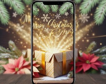 Tarjeta electrónica navideña animada MP4 sin personalizar con música (descarga digital)