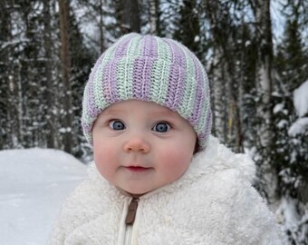 Easy Baby Beanie 3-6 months, ribbed and stretchy  Crochet pattern, PDF Dowload