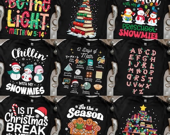 Christmas Teacher PNG Bundle, Retro Holiday Classroom Shirt Design, Jolly Teacher Christmas PNG, Cute Teacher Digital Download