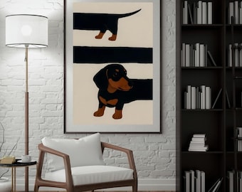Lámina artística de perro salchicha / Ilustración de un adorable perro salchicha (descarga digital)