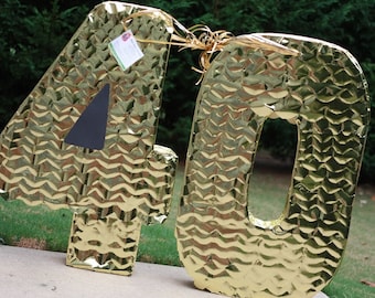 Number 40 Pinatas - Large Gold Number Pinatas. Gold Number Pinatas. Custom Pinata. Any Number Pinata. 21 birthday.  Sweet 16. Quinceanera