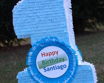 Large Customizable Number One Pinata. Solid Color Number 1. Custom Pinata.